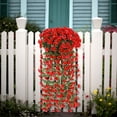 thumbnail image 3 of EGYMEN Indoor/Outdoor Artificial Violet Fence, 31.5" Silk-Fabric Garden Decor with UV-Resistant Flowers for Balcony, Courtyard & Commercial Spaces, Home & Garden Essentials(Red), 3 of 6
