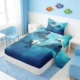 thumbnail image 2 of Manfei Underwater Manatee Twin Sheet Sets for Kids Boys and Girls, Ocean Animal Bedding 3 Pieces, 1 Flat Sheet, 1 Fitted Sheet and 1 Pillowcase, 2 of 6