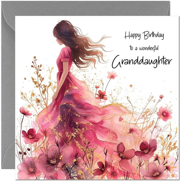 Tarjeta de cumpleaños con diseño de zorro morado, elegante, nieta