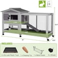 thumbnail image 6 of MEDEHOO Bunny Cage Indoor Outdoor Rabbit Hutch with Casters Waterproof Roof, Pull Out Tray from Back and Front, 61.2" L x 22.6" W x 33.5" H, 6 of 8