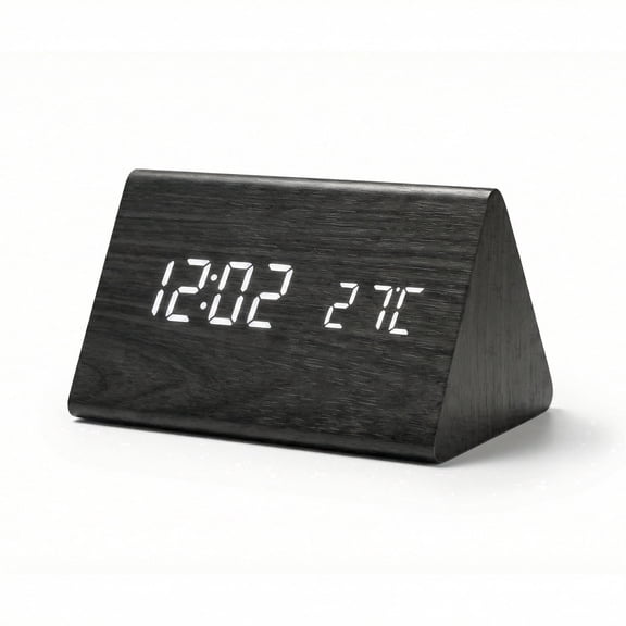 GUPUP Wooden Alarm Clock, Battery and USB Operated Digital Clocks with Date and Temperature, Loud Alarm Clock for Heavy Sleepers, for Living Room, Bedroom, Office