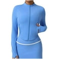 thumbnail image 2 of Yoga Sportswear for Women Zip up Jacket Lightweight Slim Fit Running Tops Blue L, 2 of 6