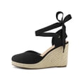 thumbnail image 7 of Unique Bargains Women's Espadrille Lace up Wedge Heel Sandals Black (Size 9), 7 of 7