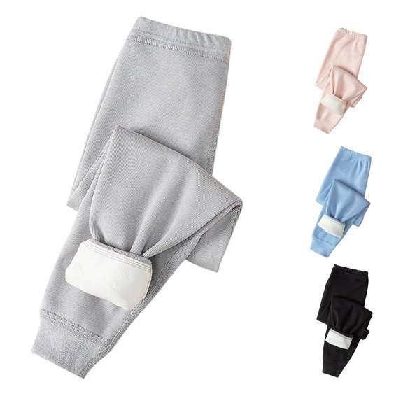 AWZXDE Boys Spring Fall Pants Lined Thermal Leggings Elastic Waist Soft Base Layer Trousers For Cold Weather Grey - 3-4 Years