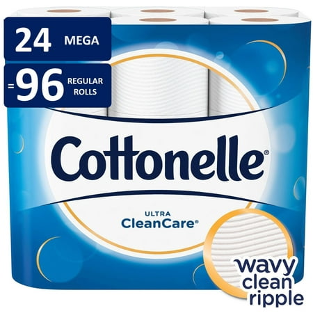 - Cottonelle Ultra CleanCare Toilet Paper, 24 Mega Rolls (=96 Regular Rolls)