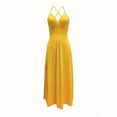 thumbnail image 3 of ZEHJUHAN Women's V-Neck Sleeveless Slit Maxi Sexy Back Tie A-Line Flowy Beach Dress For Summer Vacation Yellow，S, 3 of 13