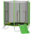 thumbnail image 1 of Qaba 85" Green Backyard Trampoline with Slide & Ladder – Safe Outdoor Play Structure for Ages 3+, 176 lb Capacity, 1 of 7