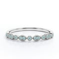 thumbnail image 4 of JeenMata Art-Deco 0.25 Carat Round Brilliant Cut March Birthstone Filigree Milgrain Wedding Band in 18K White Gold Plating for Women, 4 of 11