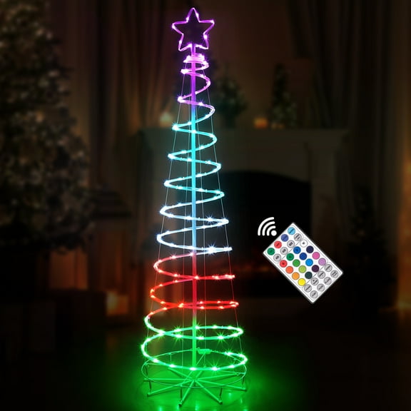 LED Christmas Tree Light 6 Feet (About 1.8 Meters) LED Outdoor Light Show Christmas Tree Remote Control Dimmable Artificial Christmas Tree Suitable for Porch Courtyard Interior Decoration
