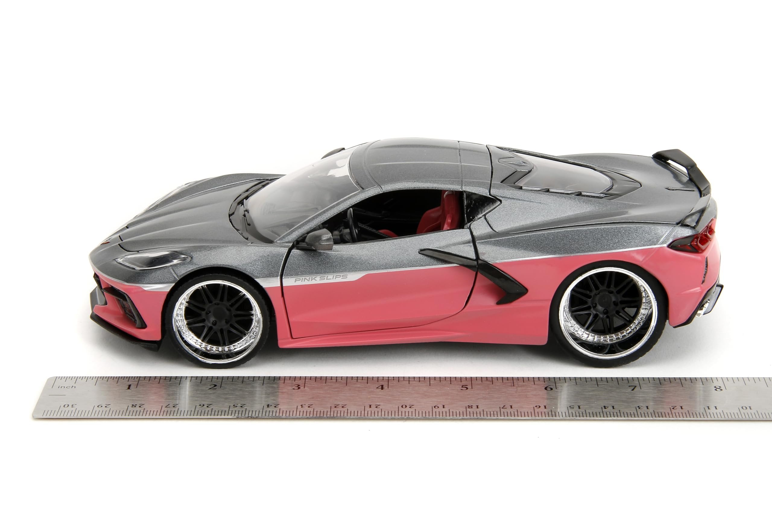 2020 Chevrolet Corvette Gray Metallic and Pink "Pink Slips" Series 1/24 Diecast Model Car by Jada
