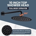 thumbnail image 3 of Wowow 9-Spray Patterns with 1.8 GPM 10 in. Wall Mount Rain Fixed Shower Heads in 10 in., Matte Black, 3 of 6