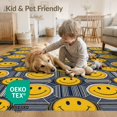 thumbnail image 4 of ODIKA 4'x6' Washable Area Rug Stain Resistant, Low Pile, Easy Care Face Checker Icon Grid Border Beast Graphic Vintage Refined for Dorm Room, Small Living, 4 of 7
