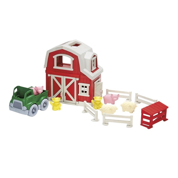 Juego de simulación Farm Playset Green Toys, 13 piezas, habilidades motoras para niños