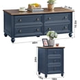 thumbnail image 2 of Joaxswe 3-Piece Coffee Table Set for Living Room, Side Table Set with Charging Station, Includes 1 Coffee Table and 2 End Tables, Navy Blue, 2 of 9