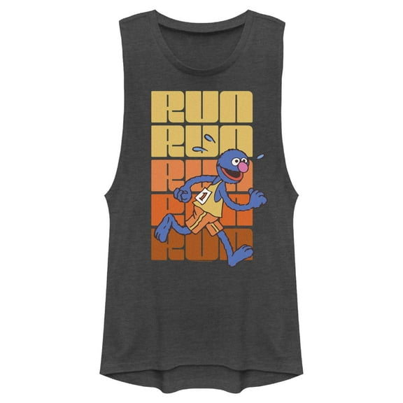 Junior's Sesame Street Grover Run Repeat Festival Muscle Graphic T-Shirt