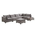 thumbnail image 4 of Contemporary Home Living Set of 7 Rhino Gray Madison Fabric Modular Sectional Sofa with Ottoman and, 4 of 6