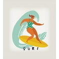 thumbnail image 3 of Ambesonne Wave Duvet Cover Sets, Woman Surfer on the Waves Art, 2-Twin, Eggshell Multicolor, 3 of 4