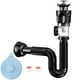 thumbnail image 5 of Kit de desagüe para lavabo de baño, sin herramientas, tapón de filtro antiolor, tubo flexible de acero inoxidable, recogedor de pelo integrado, apto p con accesorios, 5 of 9