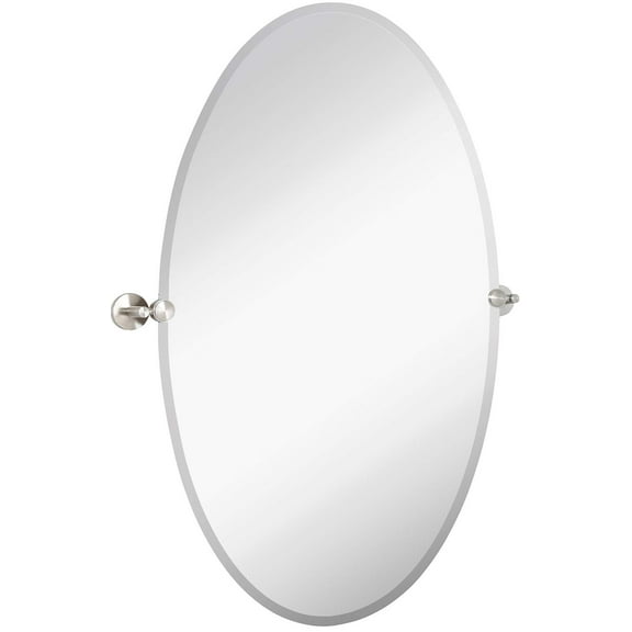 Hamilton Hills Large Pivot Oval Mirror With Brushed Chrome Wall Anchors Silver