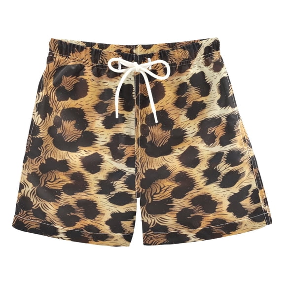 Leopard Fur Print Boys' Swim Trunks Board Shorts Beach Pants Bathing Bottoms 2T