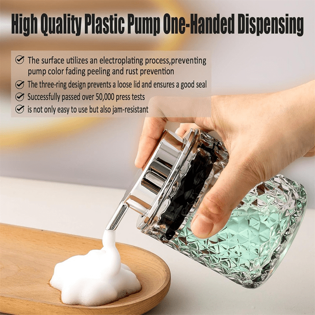 Foaming Hand Soap Dispenser, Bathroom Soap Dispenser or Lotion Dispenser for Kitchen, Refillable Clear Glass Dispenser