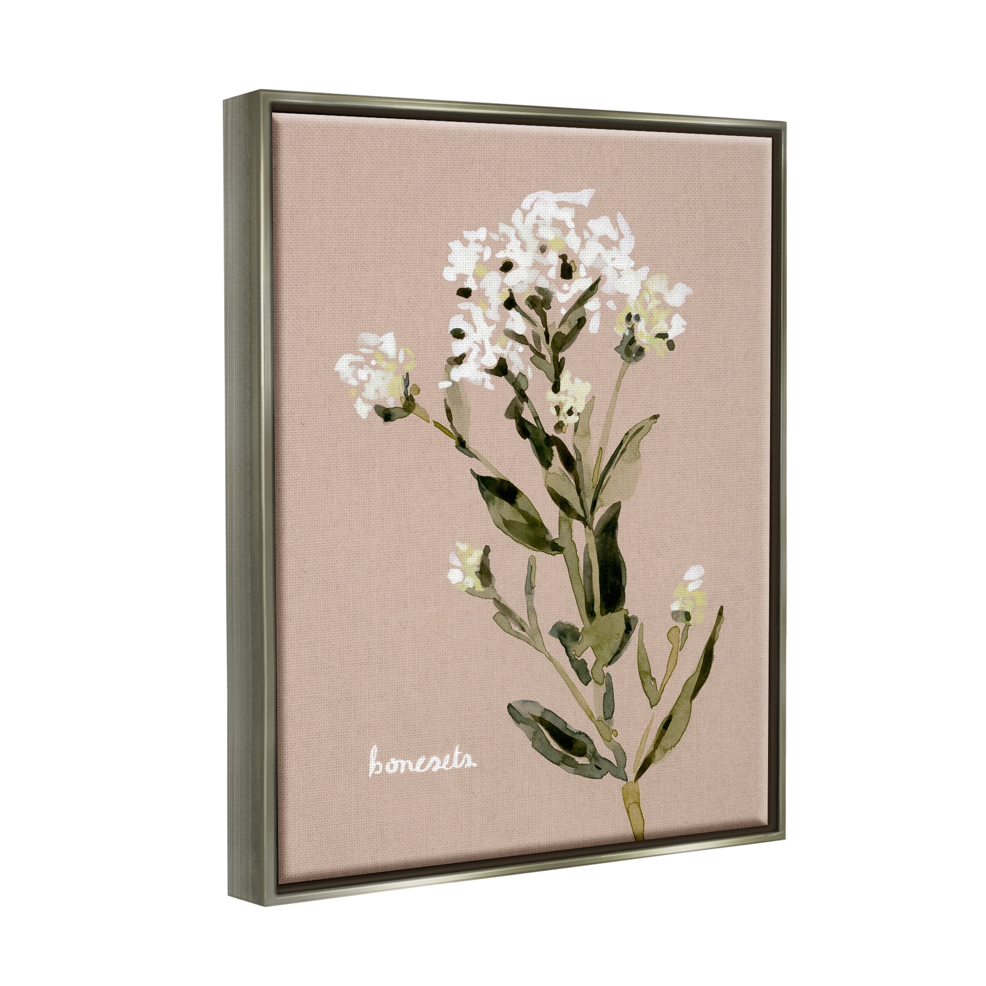 Stupell Industries Boneset Flower Sprig Nature Botanical & Floral Painting Gray Floater Framed Art Print Wall Art