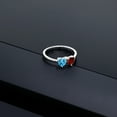 thumbnail image 4 of Gem Stone King 1.11 Ct Double Heart Shape Swiss Blue Topaz Red Garnet 925 Sterling Silver Ring (Size 8), 4 of 5