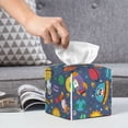 thumbnail image 6 of Lsque Cartoon Space Printed Tissue Box Cover Holder, Facial Paper Organizer Dispenser,Square with Bottom Belt, PVC Leather Decorative Organizer, 6 of 8