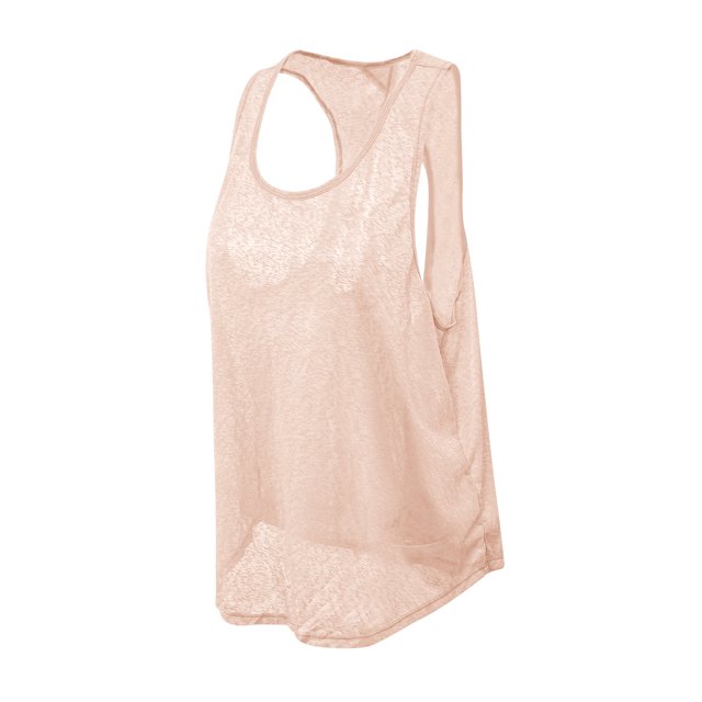 Camiseta sin mangas de yoga para mujer, ajuste holgado, transpirable, espalda abierta, sin mangas, c Abanopi Beige/Pequeña