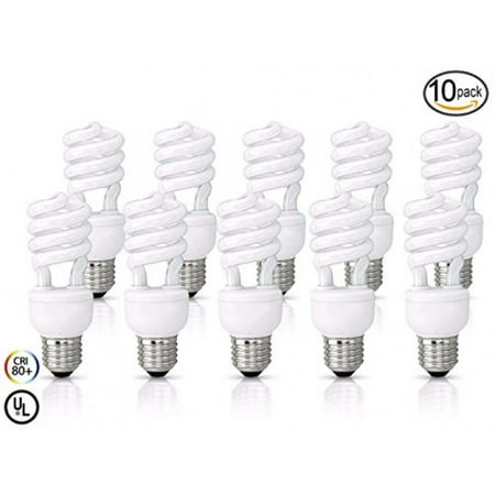 - (10 Pack) 11 Watt Compact Fluorescent Light, Warm White 2700K, Super Mini Spiral Medium Base CFL Light Bulbs