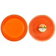 thumbnail image 2 of Disposable Reusable Plastic Dinner Plates Heavy Duty 7" Solid Color Set of 10 (Orange), 2 of 4
