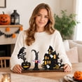 thumbnail image 4 of Halloween Pumpkin Ghost Castle Table Decor, Wooden Insert Sign Figurine Set, Spooky Party Decoration Ornament for Desktop Mantel Shelf Display, 4 of 5