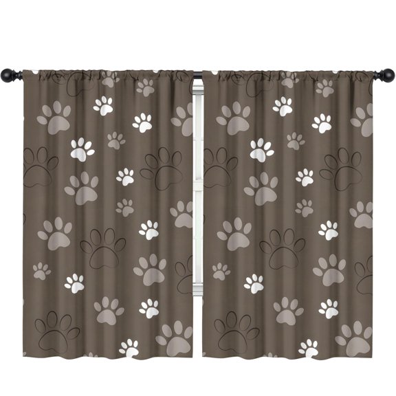 Blackout Kids Curtains,Brown Dog Paw Footprint Childrens Insulated Curtains Set Of 2,Bedroom Essentials,Toddler Room Decor 52"x84"(132x213cm)