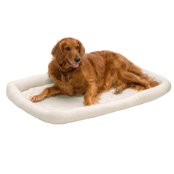 FurHaven Pet Products Faux Lambswool Bolster Crate Pet Bed - Cream, Extra Large