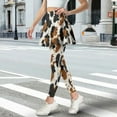 thumbnail image 2 of SCRAWLGOD Fur Cow Print Brown Black Women's Athletic Skirted Leggings Comfortable Elastic Sporty Skirt with Leggings Breathable Trendy Yoga Tennis Clothes with Pocket, L, 2 of 7