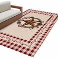 thumbnail image 2 of Vintage Country Washable Area Rug 2.7 x 5 ft Star Wreath Farmhouse Red Buffalo Plaid, Soft Non Slip Rugs Stain Repellent Indoor Felt Carpet for Living Dining Room Bedroom Home Office, 2 of 9