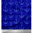 thumbnail image 1 of Soimoi Blue Crepe Silk Fabric Anchor Hook Nautical Decor Fabric Printed Yard 42 Inch Wide, 1 of 1