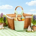 thumbnail image 4 of VAJUSO Easter Bunny Ear Checkered Basket, Egg & Candy Storage Tote, Green Easter Decoration, 4 of 6