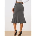 thumbnail image 4 of Falda vaquera casual de cintura alta con volantes y cola de pez para mujer Gris Negro XS, 4 of 6