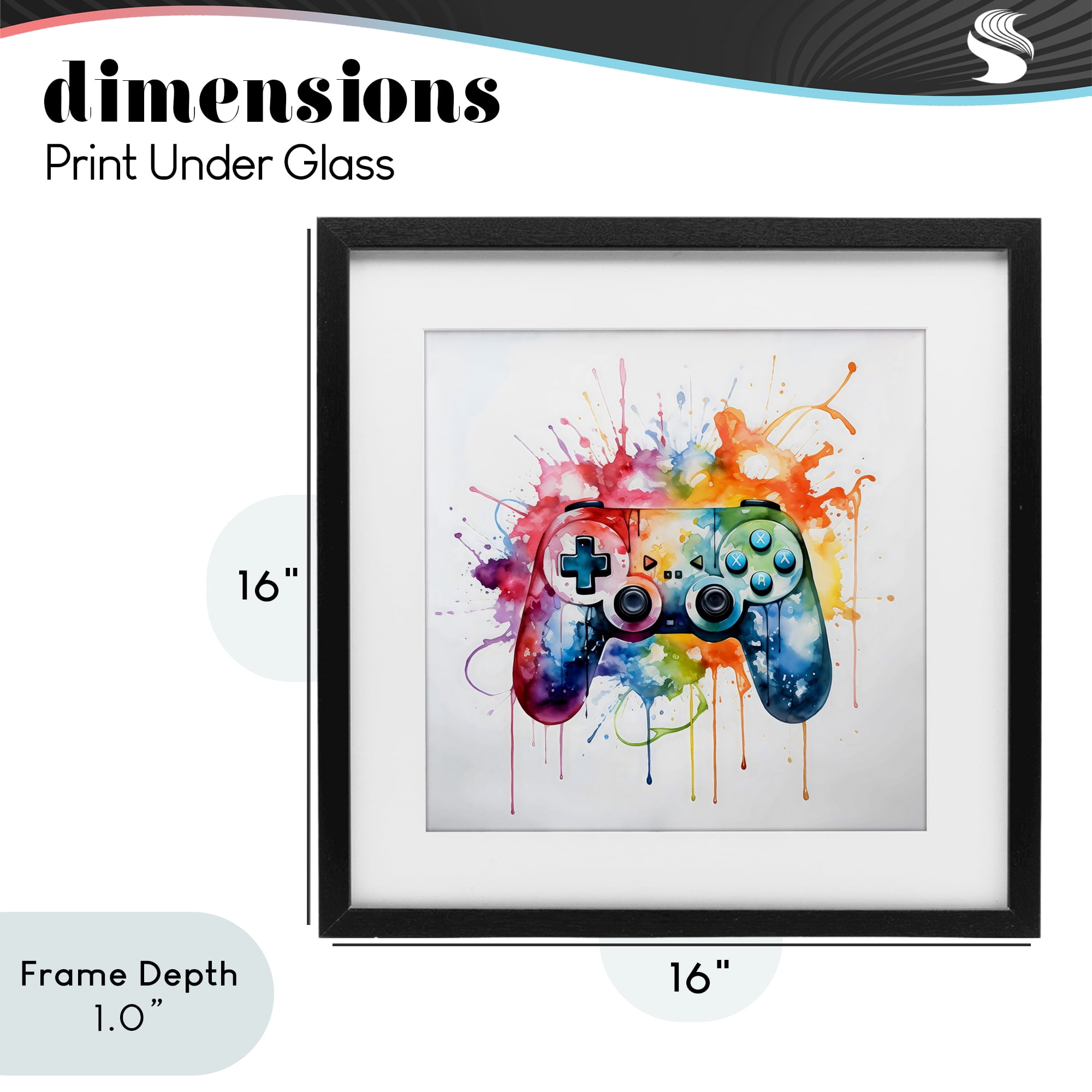 Stupell Industries Colors of Gaming Splatter Black Framed Print Under Glass, design by Creative Studio