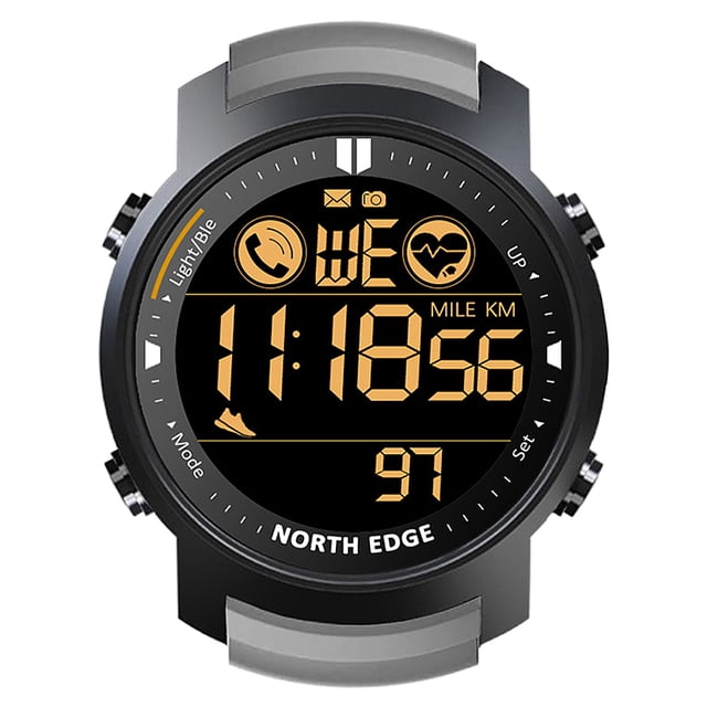 Reloj inteligente NORTH EDGE Reloj inteligente Hombres Monitor de ritmo cardíaco Impermeable 50M Natación Correr Deportes Podómetro Cronómetro Reloj inteligente NORTH EDGE Reloj inteligente