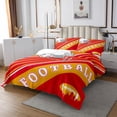 thumbnail image 3 of Erosebridal American Football Coverlet Set Rugby Decor Sports Game Quilt Set Queen, American Football City Bedspread Set Red Yellow White Geometry Striped Bedding Set 3Pcs (Kansas), 3 of 4