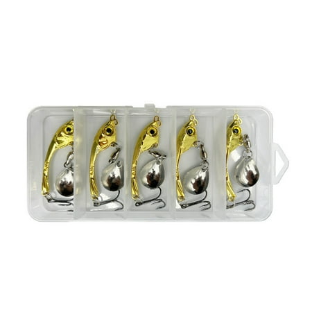 ziertyon 5Pcs 1.96inch/7G 2.2inch 10G 6.5CM/15G Metal Rotation Spinner Fishing Lure with Sharp Hook Long Casting Sequin Spoon Bait Saltwater Freshwater Fishing Accessories