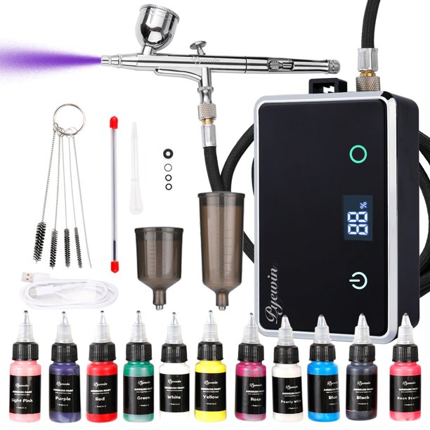 Kit de aerógrafo inalámbrico pyewin con compresor de 20 a 32 psi