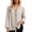 Beige, variant on Women's Linen Ruffle Trim Blouse Boxy Summer Long Sleeve V Neck Tunics Roomy Solid Color Cotton Linen Tops
