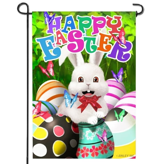 Anley Double Sided Happy Easter Bunny Garden Flag - 18 x 12.5 Inch