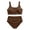 Coffee, variant on Heydday Women's Plus Size High Waisted Bikini, Ribbed Two Piece Tummy Control Bathing Suit, Adjustable Strap Padded Swimsuit for Summer Beach Pool Vacation, Curvy Swimwear(Navy/L)