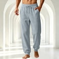 thumbnail image 5 of Loose Sweatpants For Men Elastic Drawstring Waist Casual Trousers Solid Color Ribbed Cuffs Jogger Pants With Side Pockets, 5 of 5