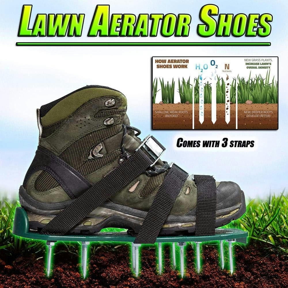 Lawn Aerator Shoes 1 Pair Grass Spiked Gardening Walking Revitalizing Lawn Aerator Sandals Nail Shoes Yard Garden Tool Scarifier Cultivator