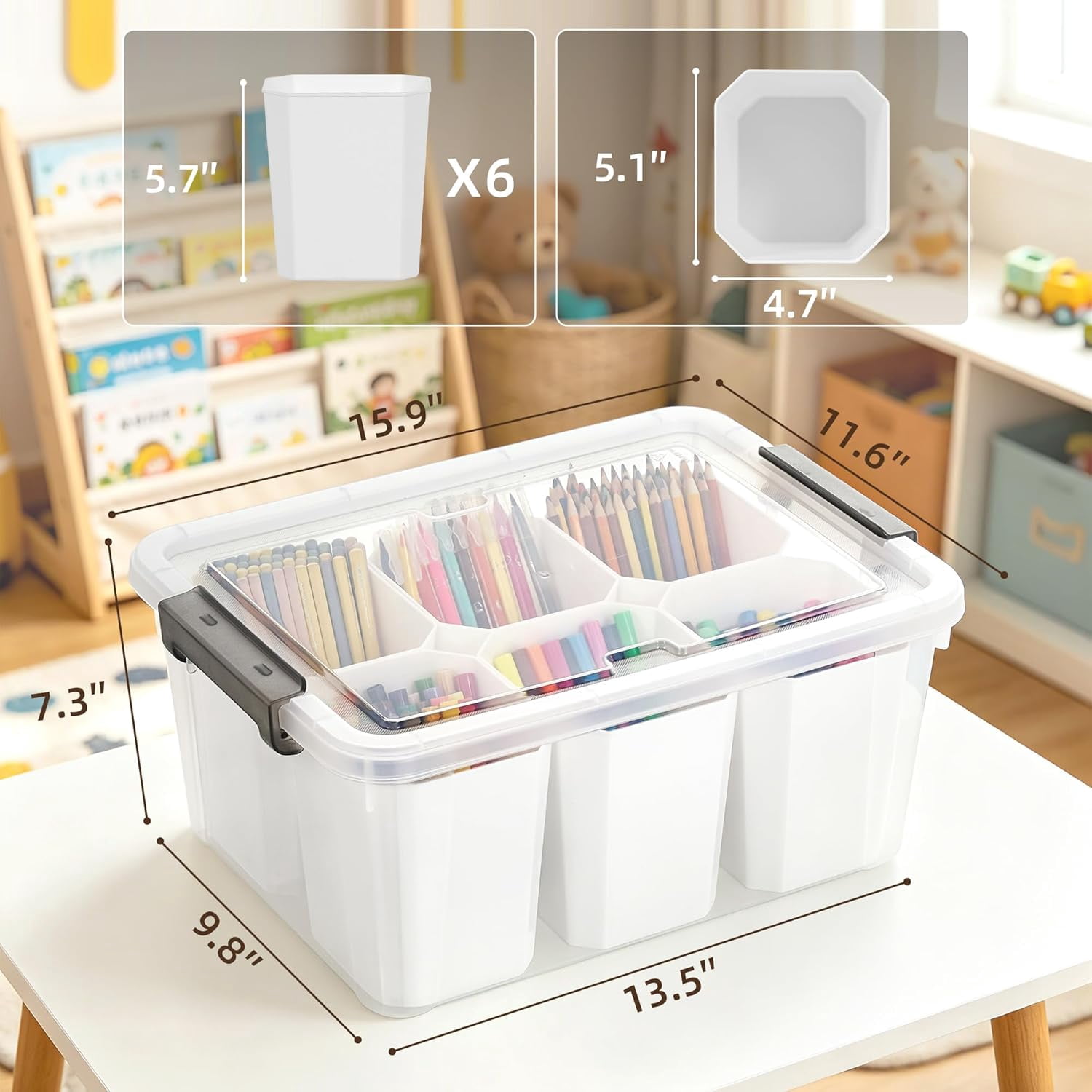 17 QT Plastic Storage Bins Clear Storage Box with Lids Multipurpose Stackable Storage Containers for Organizing Tool, Craft, Crayon